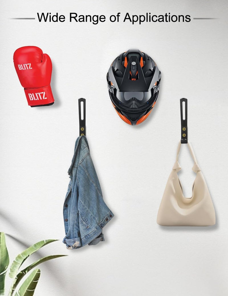 CRAZYBELLY 4 Pack Helmet Hooks Motorcycle Helmet Holder Hook Wall Mount Helmet Storage Rack Hanger Motorbike Cloth Wall Mount Display Rack Hanger for Jacket Bag, Cloth, Coat, Glove - Image 5